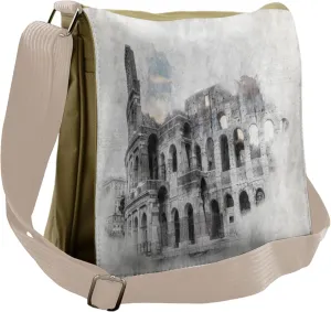 Ambesonne Italy Messenger Bag, Colosseum Rome Sketch, Unisex Cross-body