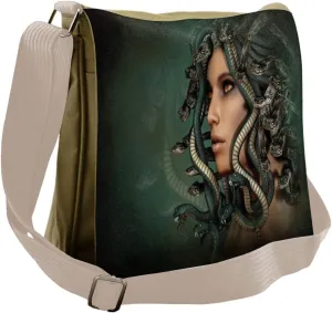 Ambesonne Myth Messenger Bag, Mythological Woman Snake Hair, Unisex Cross-body