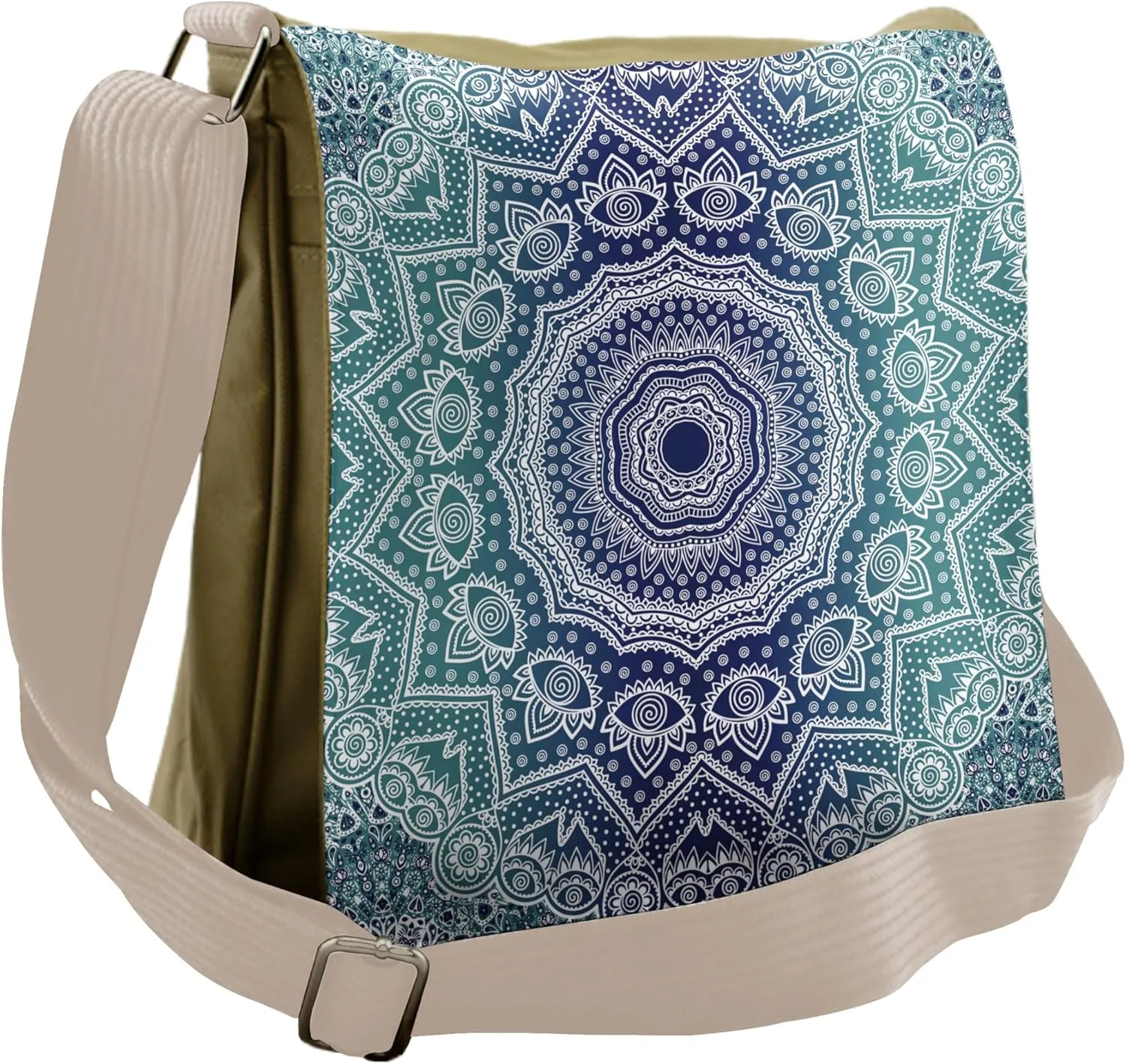 Ambesonne Navy and Teal Messenger Bag, Ombre Tribe, Unisex Cross-body