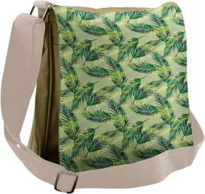 Ambesonne Palm Leaf Messenger Bag, Rainforest Foliage, Unisex Cross-body