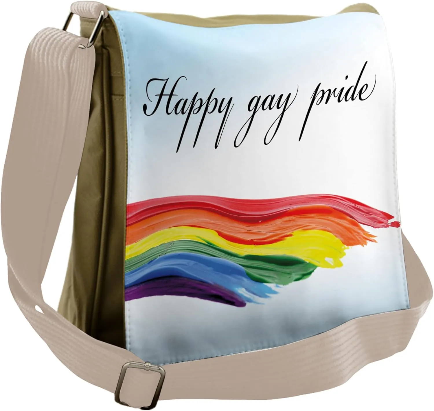 Ambesonne Pride Messenger Bag, Celebratory Text Colorful, Unisex Cross-body