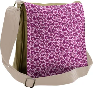 Ambesonne Purple Messenger Bag, Botany Themed Petals, Unisex Cross-body