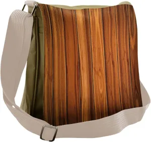 Ambesonne Rustic Messenger Bag, Wooden Planks Image, Unisex Cross-body
