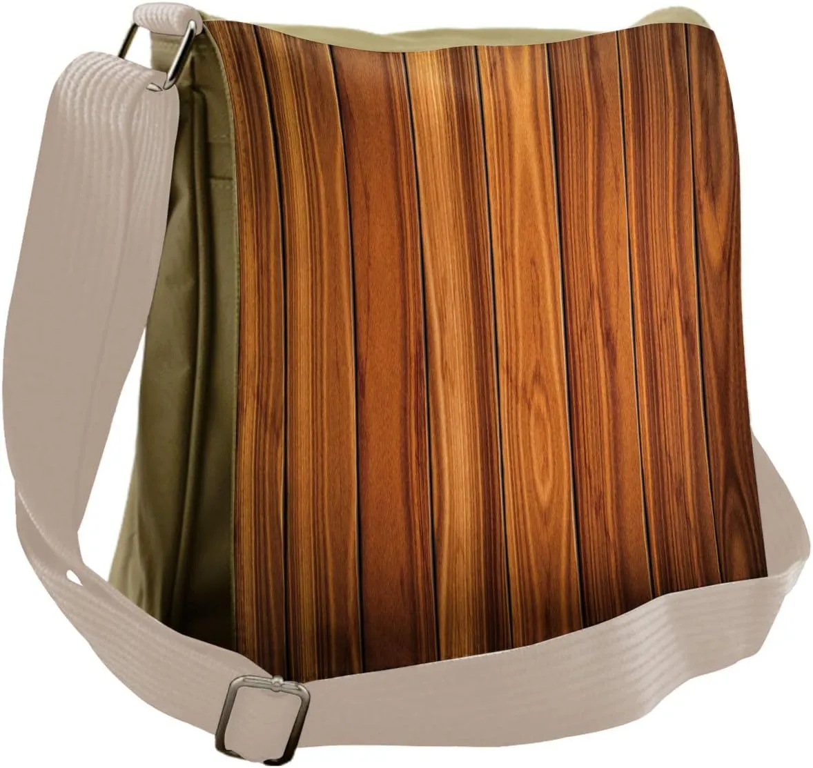 Ambesonne Rustic Messenger Bag, Wooden Planks Image, Unisex Cross-body