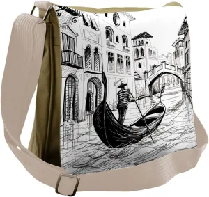 Ambesonne Sketchy Messenger Bag, Mediterranean Holiday, Unisex Cross-body
