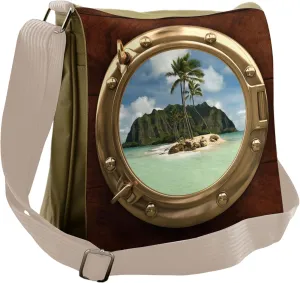 Ambesonne Tropic Messenger Bag, View of Deserted Island, Unisex Cross-body