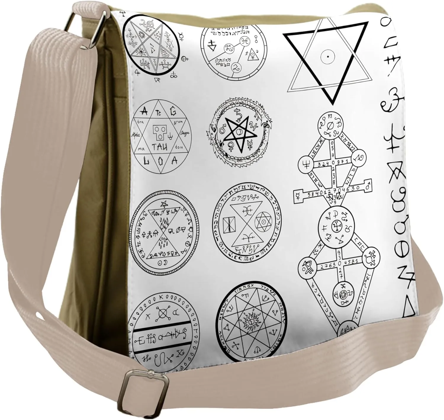 Ambesonne White Messenger Bag, Collage of Magic, Unisex Cross-body