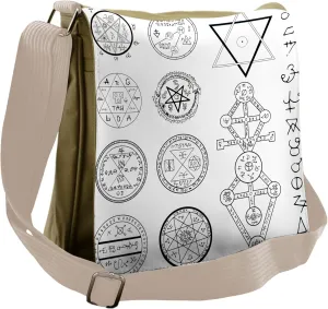 Ambesonne White Messenger Bag, Collage of Magic, Unisex Cross-body