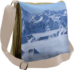 Ambesonne Winter Messenger Bag, Clouds on Summit Fog, Unisex Cross-body