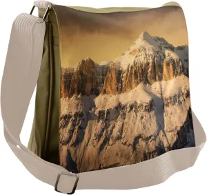 Ambesonne Winter Messenger Bag, Overcast Sky Mountain, Unisex Cross-body
