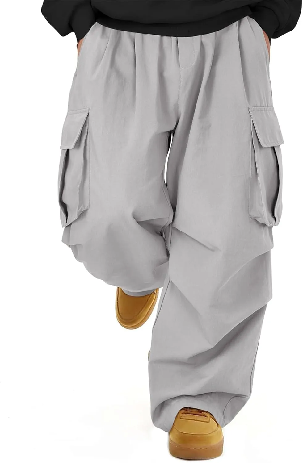 American Trends Baggy Cargo Pants Men Wide Casual Parachute Pants Men Jogger Drawstring Hiking Hip Hop Pants with Pocket