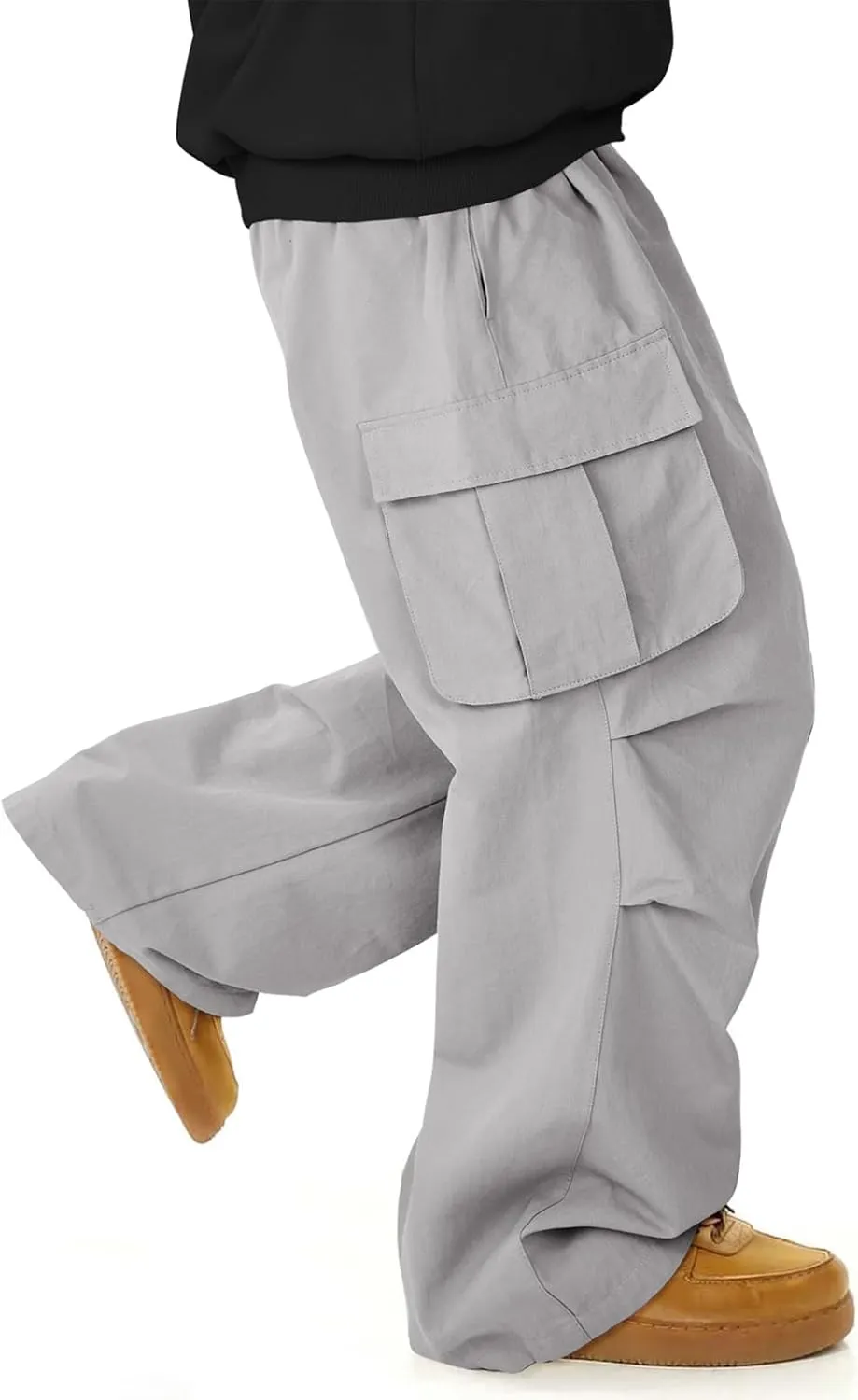 American Trends Baggy Cargo Pants Men Wide Casual Parachute Pants Men Jogger Drawstring Hiking Hip Hop Pants with Pocket