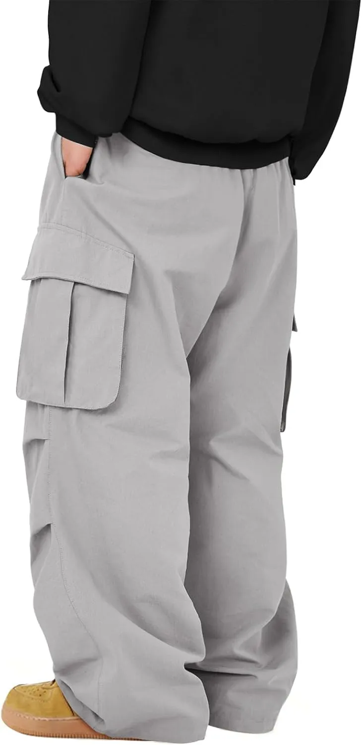 American Trends Baggy Cargo Pants Men Wide Casual Parachute Pants Men Jogger Drawstring Hiking Hip Hop Pants with Pocket
