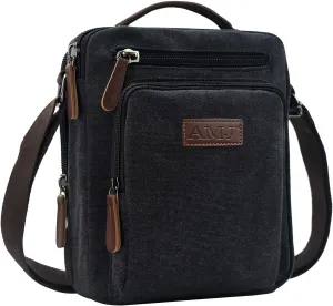 AMJ Messenger Bag for Men, Canvas Crossbody Shoulder Bags Vintage Satchel for Travel Work Business