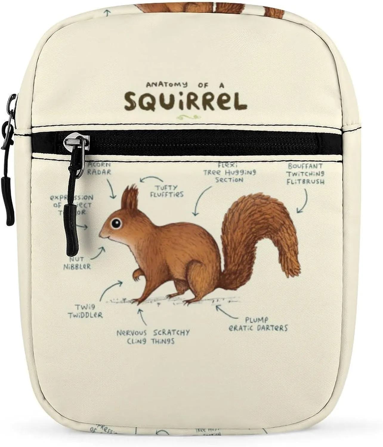 Anatomy of A Squirrel Men's Crossbody Bag Small Messenger Shoulder Bags Sling Pack Gift for Women