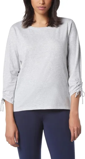 Andrew Marc Women's Performance Adjustable Spaghetti Drawstrings 3/4 T-Shirt W/Sleeve Cinching