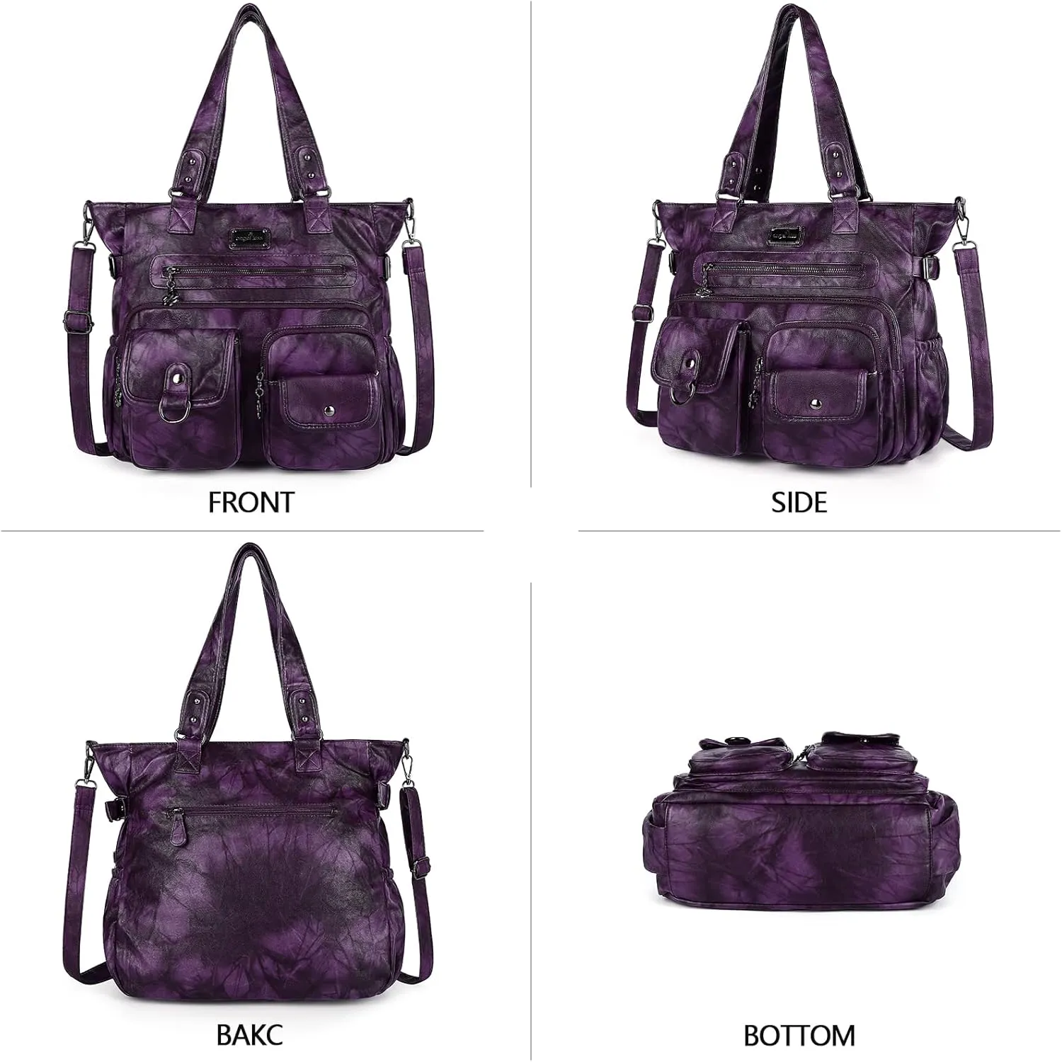 Angelkiss Purses Handbags for Women PU Tote Satchel Bags for Women Pockets Shoulder Bags…
