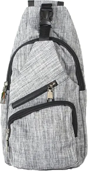 Anti-Theft Daypack Crossbody Sling Backpack, USB Charging Connector Port, Lightweight Day Pack for Travel, Hiking, Everyday, Regular, Gray