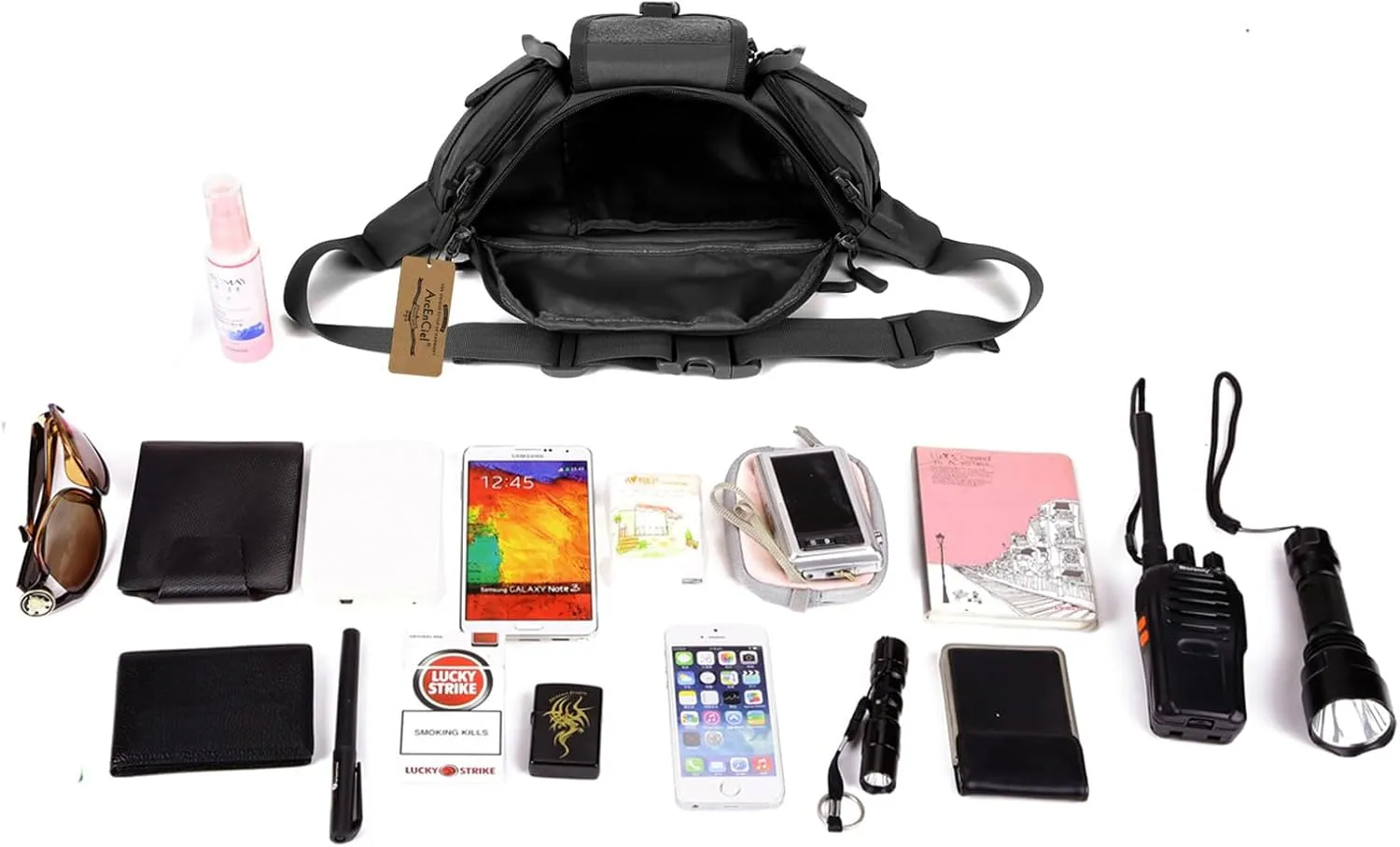 ArcEnCiel Tactical Fanny Pack for Men Waist Bag Hip Belt Outdoor Hiking Fishing Bumbag with Patch