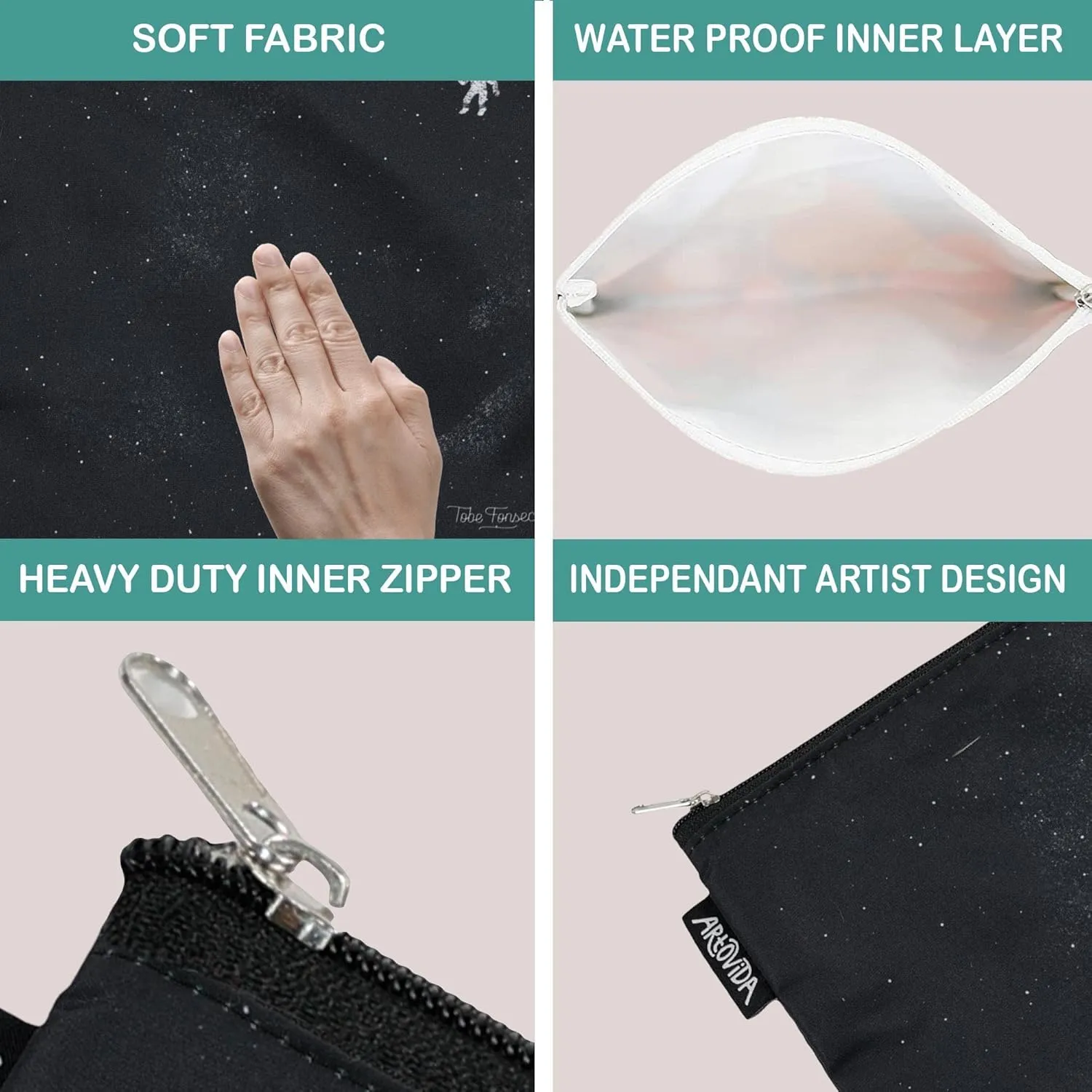 Artists Collective Reusable Lunch Baggies | Snack and Sandwich Bags with Zipper - Improved Dual Layer Design by Tobe Fonseca (Brazil) "Gravity"