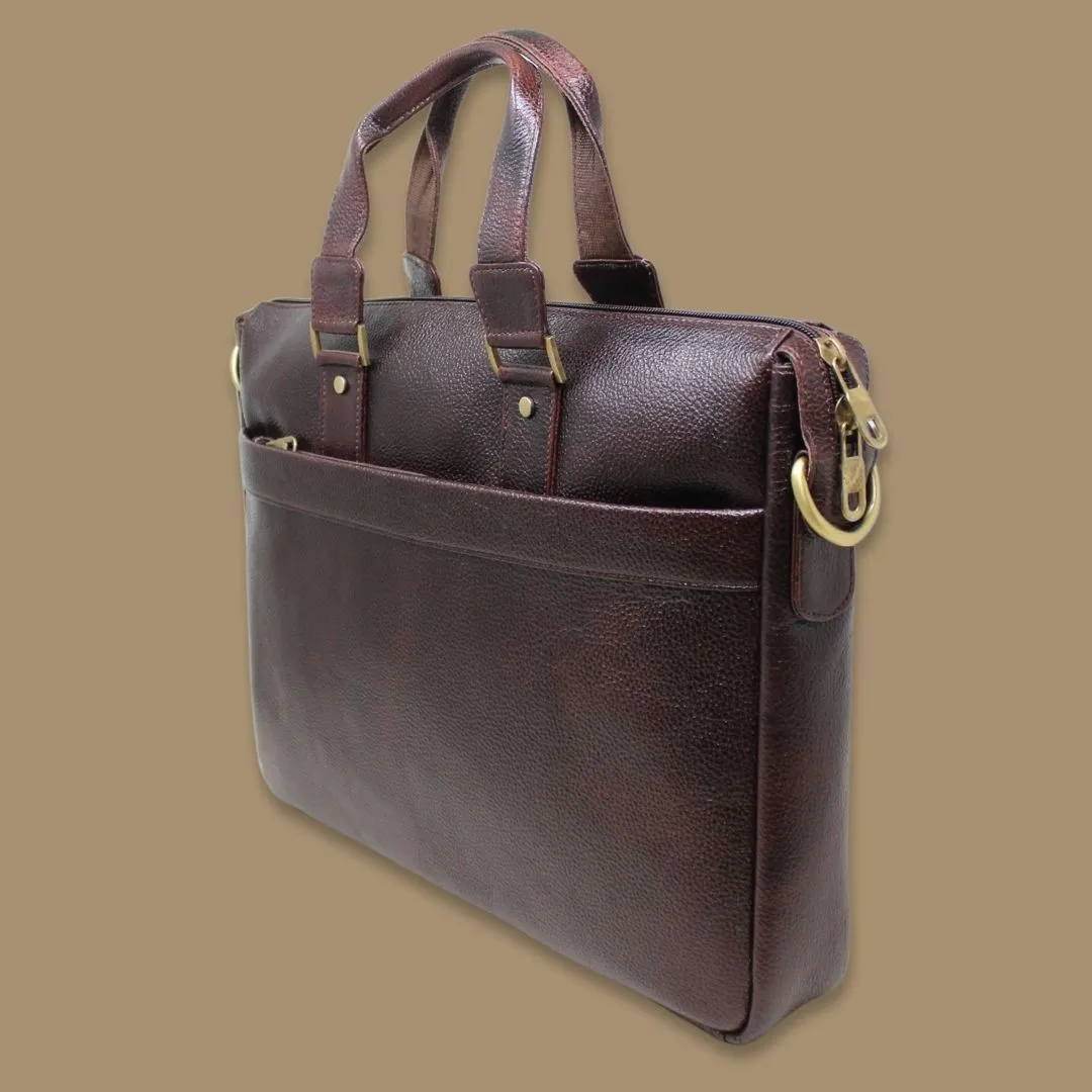 Ashiwn Brown Genuine Leather Laptop Messenger Bag-Gs