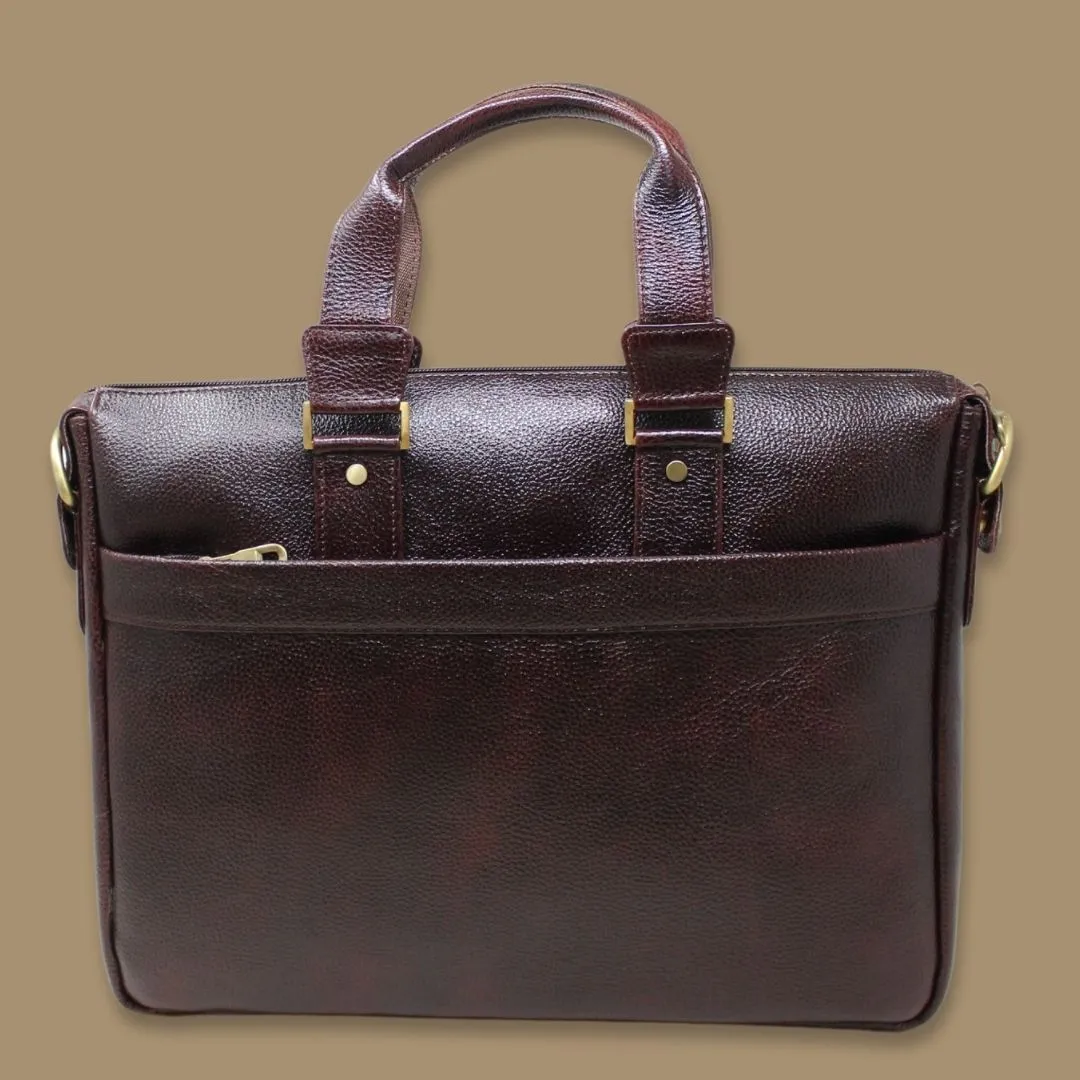 Ashiwn Brown Genuine Leather Laptop Messenger Bag-Gs