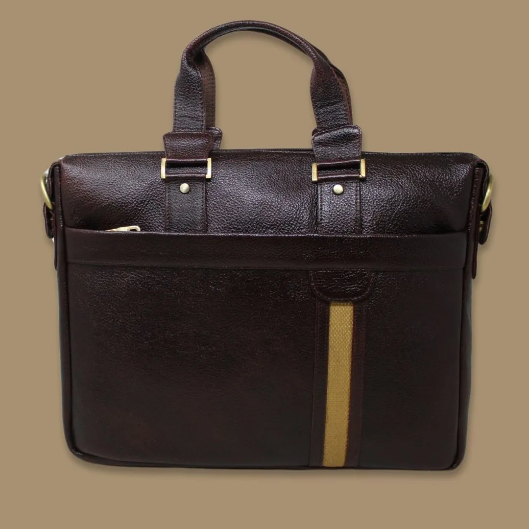 Ashiwn Brown Genuine Leather Laptop Messenger Bag-Gs
