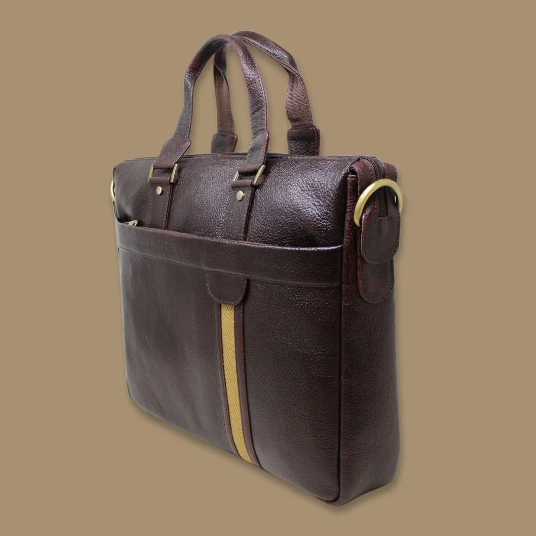 Ashiwn Brown Genuine Leather Laptop Messenger Bag-Gs