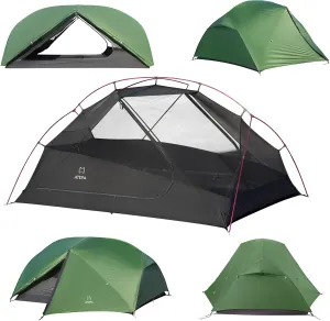 ATEPA Ultralight Backpacking Tent, 2 Person 1 Person Nylon Lightweight 4000MM  Waterproof Windproof Portable Tent with Aluminum Frame & Rainfly for Backpacking Hiking Camping Motorcycle, 4 Season