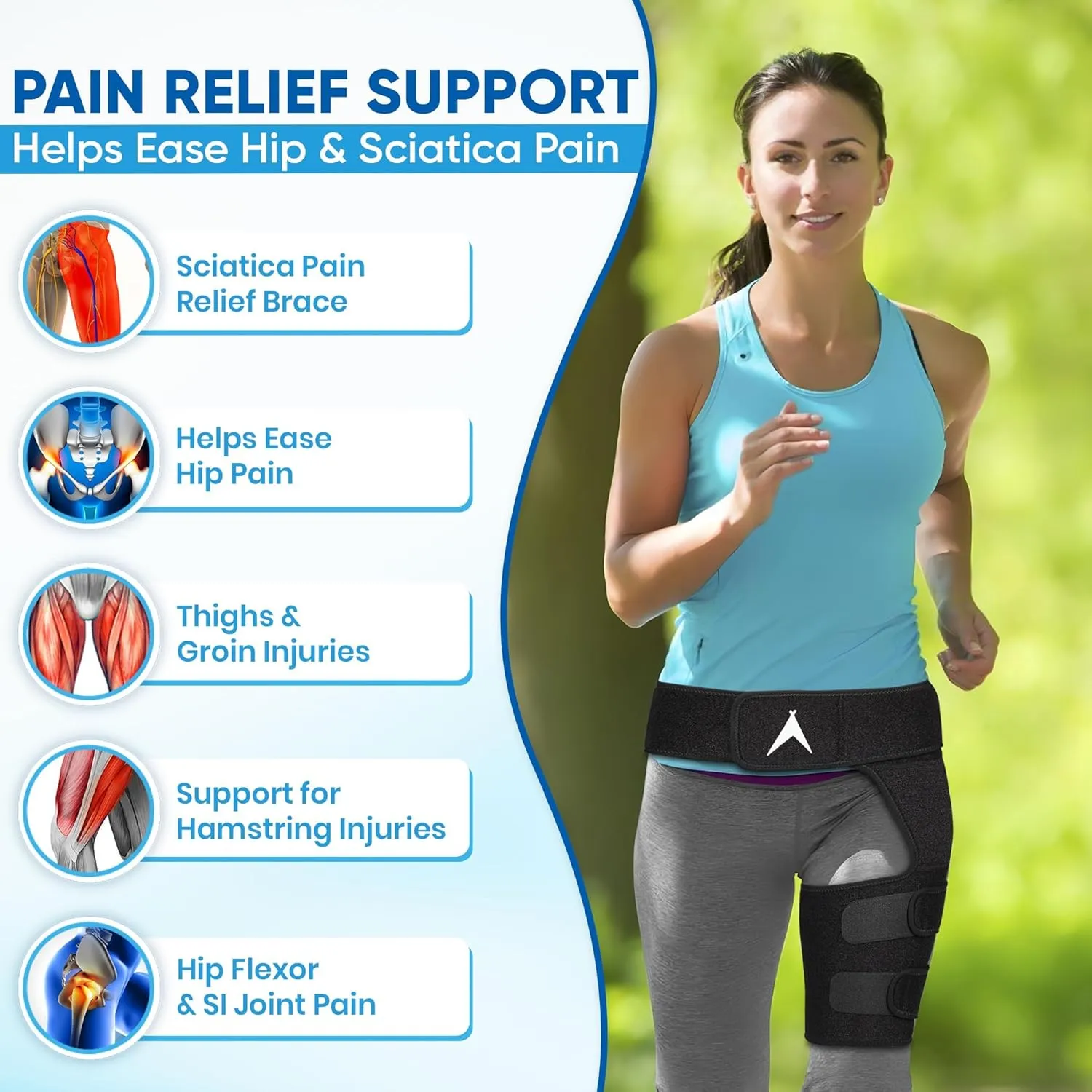 ATX Hip Brace for Sciatica Pain Relief Devices – Adjustable Ortho Groin Compression Wrap, Hamstring & Thigh Brace for Women & Men – Support for Sciatica Pain Relief Brace - 32" Waist