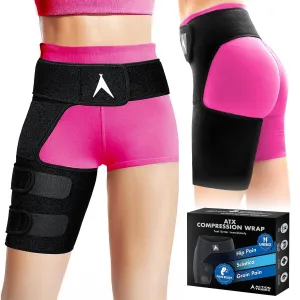 ATX Hip Brace for Sciatica Pain Relief Devices – Adjustable Ortho Groin Compression Wrap, Hamstring & Thigh Brace for Women & Men – Support for Sciatica Pain Relief Brace - 32" Waist