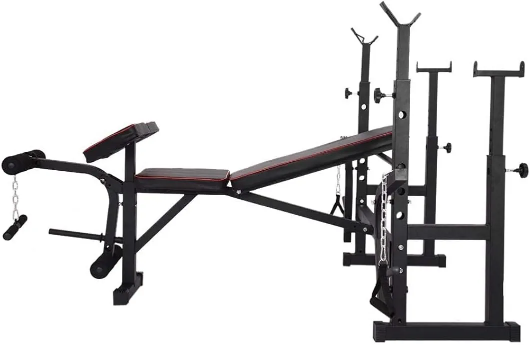 Auxiliary Multifunctional Dumbbell Bench All-in-One Weightlifting Bench Press Bench,Utility Barbell Bed Squat Rack,Heavy Duty Core Strength Training Fitness Equipment for Home Gym