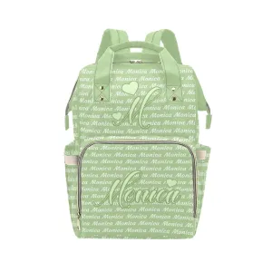 Avocado Green Love Diaper Bags Custom Name Travel Casual Hiking Camping Daypack Nappy for Women Men Mum