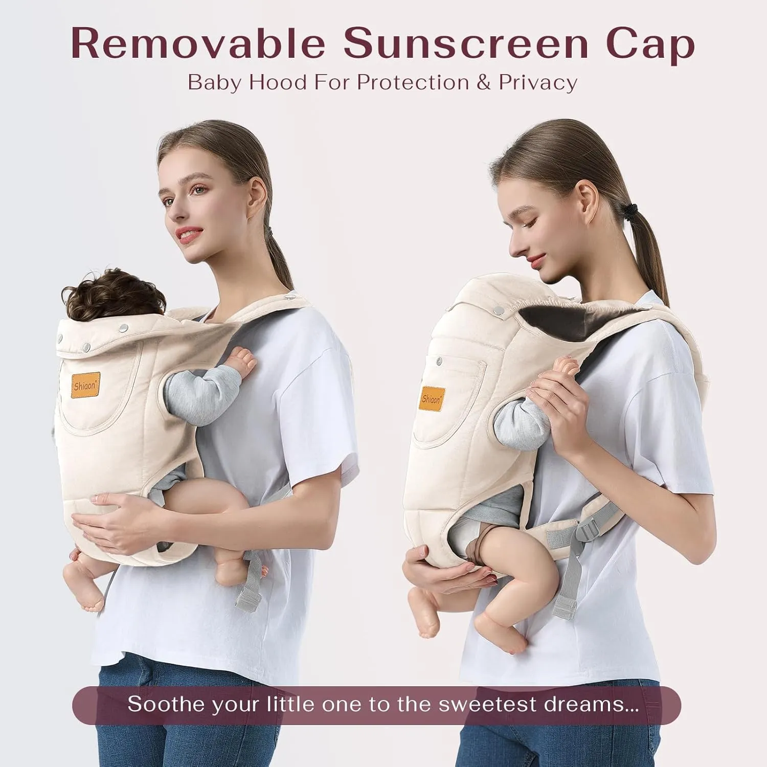 Baby Carrier Newborn to Toddler(7-30lbs), Toddler Carrier Baby Holder Carrier with Adjustable Shoulder Strap, Chest Carriers, Beige