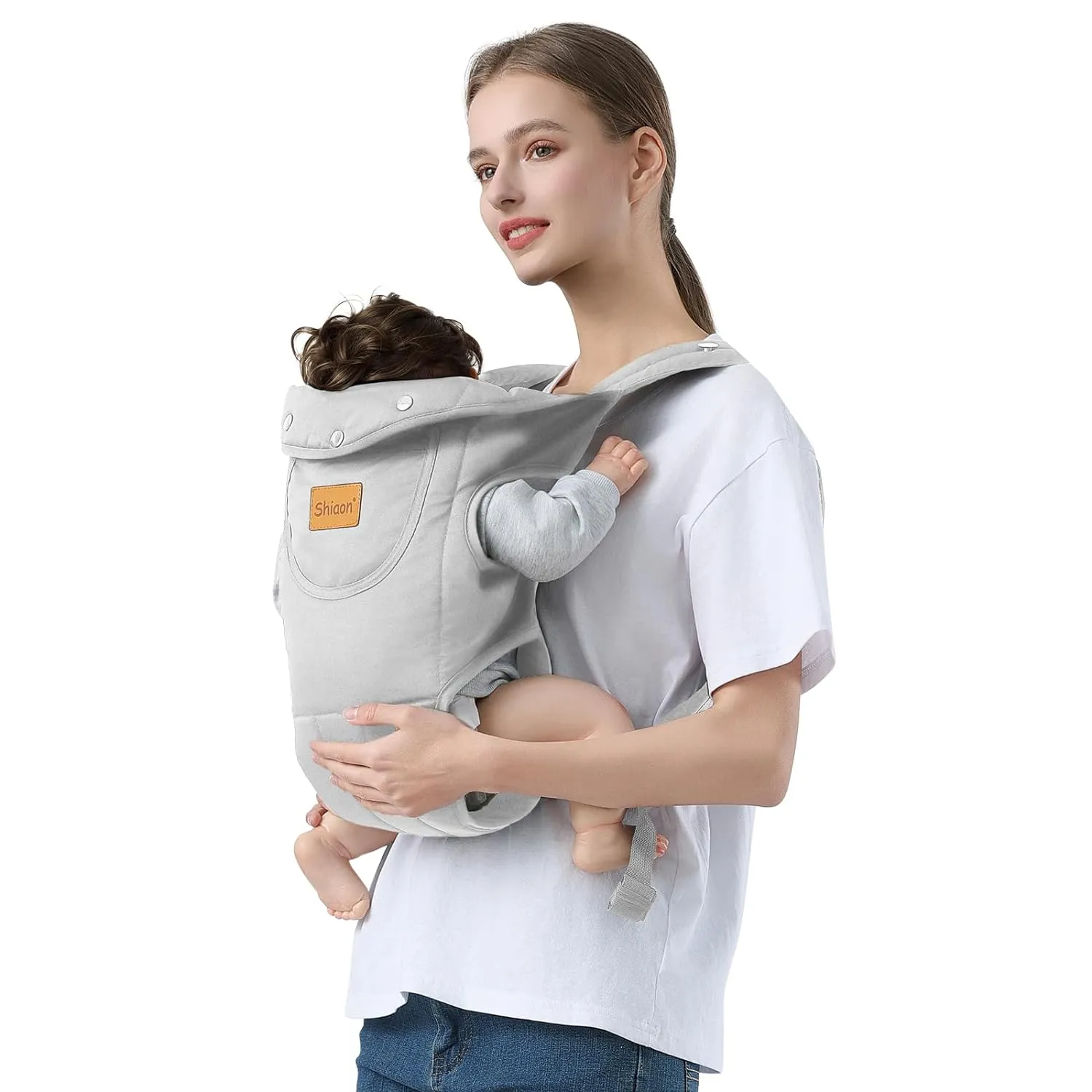 Baby Carrier Newborn to Toddler(7-30lbs), Toddler Carrier Baby Holder Carrier with Adjustable Shoulder Strap, Chest Carriers, Grey