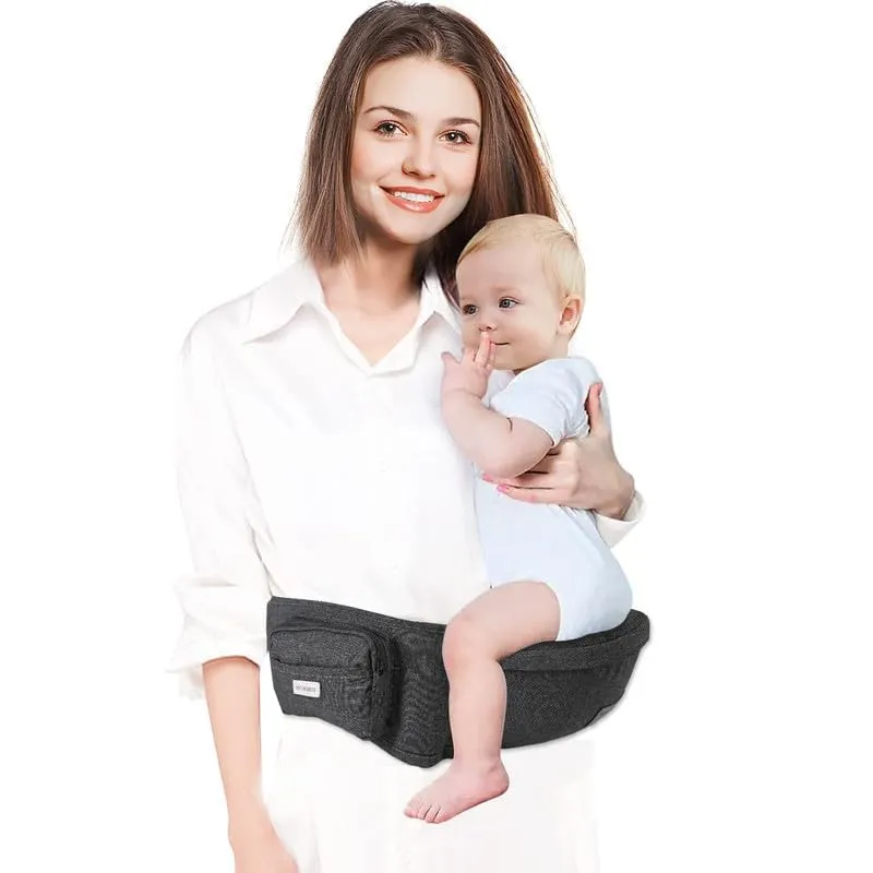 Baby Hip Carrier, Hip Seat Baby Carrierwith Adjustable Waistband, Ergonomic No-Slipped Seat, Breathable Materials for Newborns to Toddlers（Black