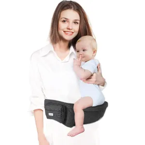 Baby Hip Carrier, Hip Seat Baby Carrierwith Adjustable Waistband, Ergonomic No-Slipped Seat, Breathable Materials for Newborns to Toddlers（Black