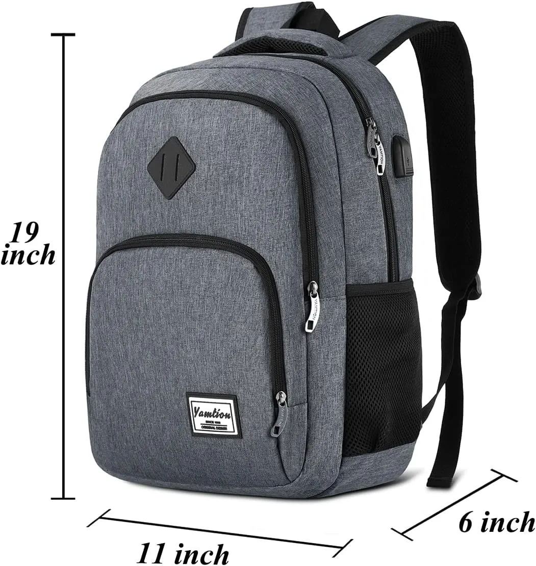 Backpack for Men and Women,School Bookbag for Teenager,15.6 inch Computer Backpack with USB Charging port for Business Work College Travel Trip