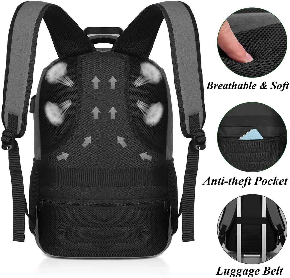 Backpack for Men and Women,School Bookbag for Teenager,15.6 inch Computer Backpack with USB Charging port for Business Work College Travel Trip