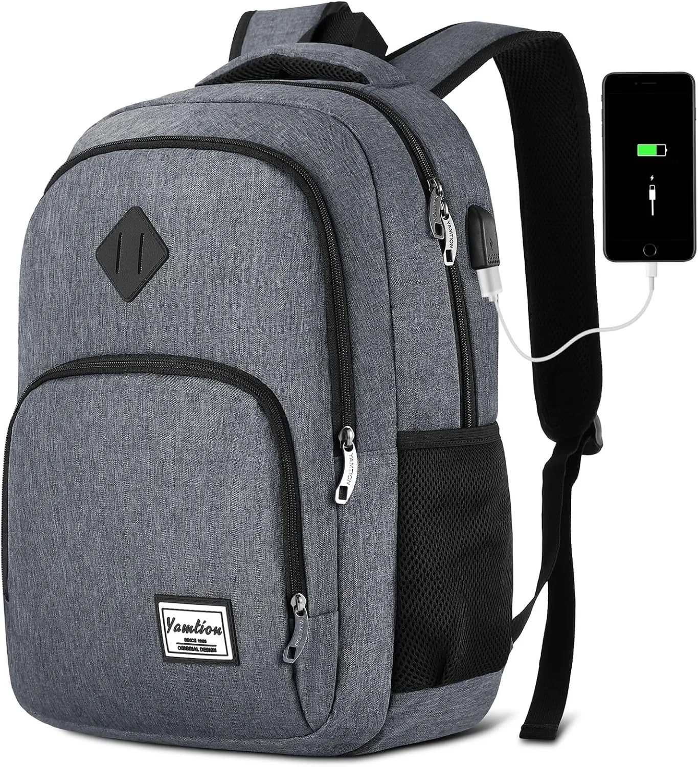 Backpack for Men and Women,School Bookbag for Teenager,15.6 inch Computer Backpack with USB Charging port for Business Work College Travel Trip
