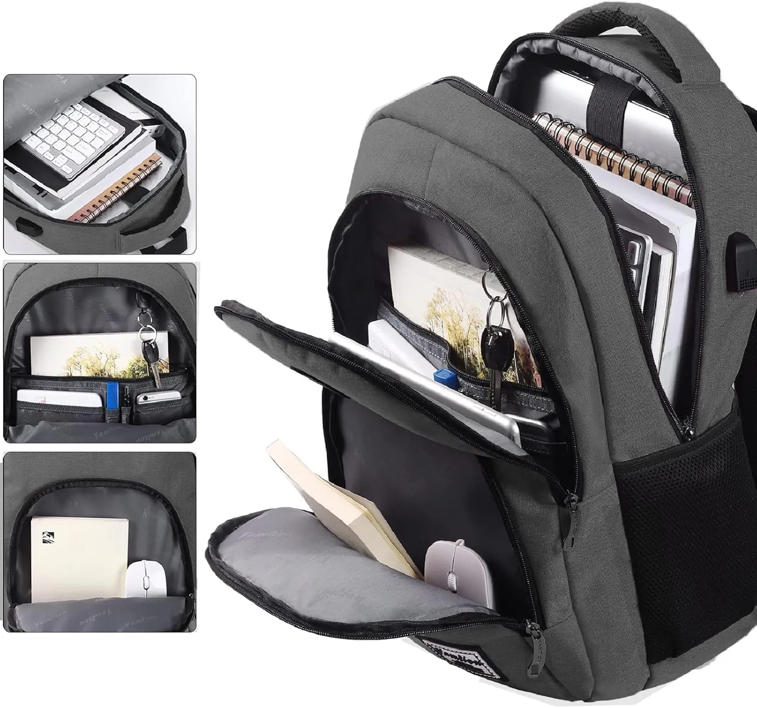 Backpack for Men and Women,School Bookbag for Teenager,15.6 inch Computer Backpack with USB Charging port for Business Work College Travel Trip