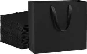 BagDream 12.5x4.5x11 25Pcs Gift Bags Heavy Duty Kraft Black Paper Bags with Handles, Sturdy Large Paper Gift Sacks for Shopping, Retail, Merchandise, Wedding Party Favor