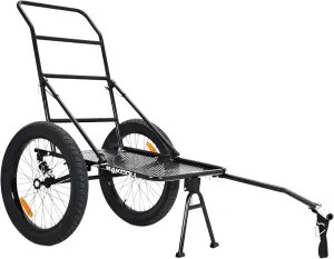 Bakcou - Folding Utility eBike Trailer - Hitch Attachment, Axle Extenders, 16x3 Fat Tires, Heavy-Duty Cargo Storage Cart with Canvas Liner