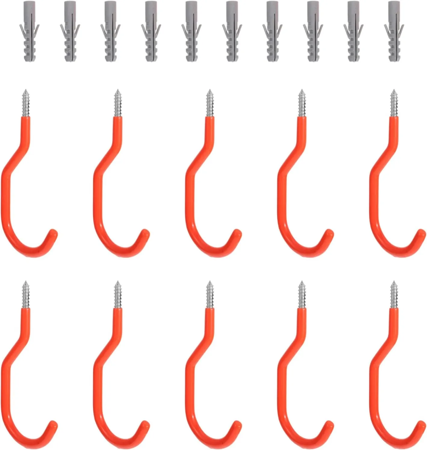 balacoo 10Pcs Heavy Duty Bike Wall Mount Rack Screw Storage Hooks for Garage Bicycle Display Hangers with Expansion Screws Bright Finish