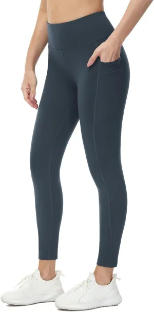 baleaf Fleece Lined Leggings Women Water Resistant 25" Petite Winter Warm Legging Thermal Running Tights Yoga Hiking Pants Grey L