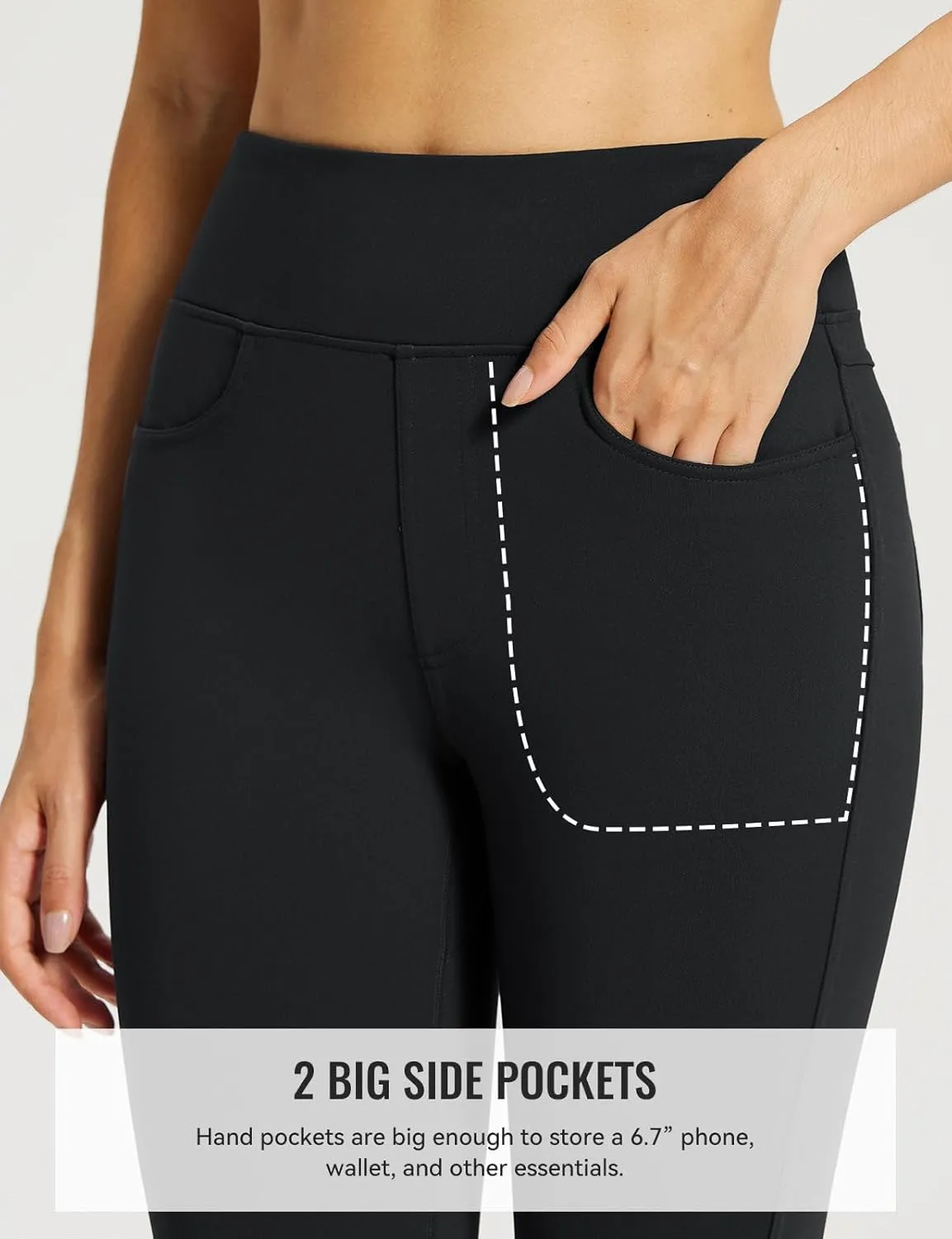 baleaf Jeggings for Women Fleece Lined Pants Thermal Warm Winter High Waisted Leggings 4 Pockets Waterproof Running Tights