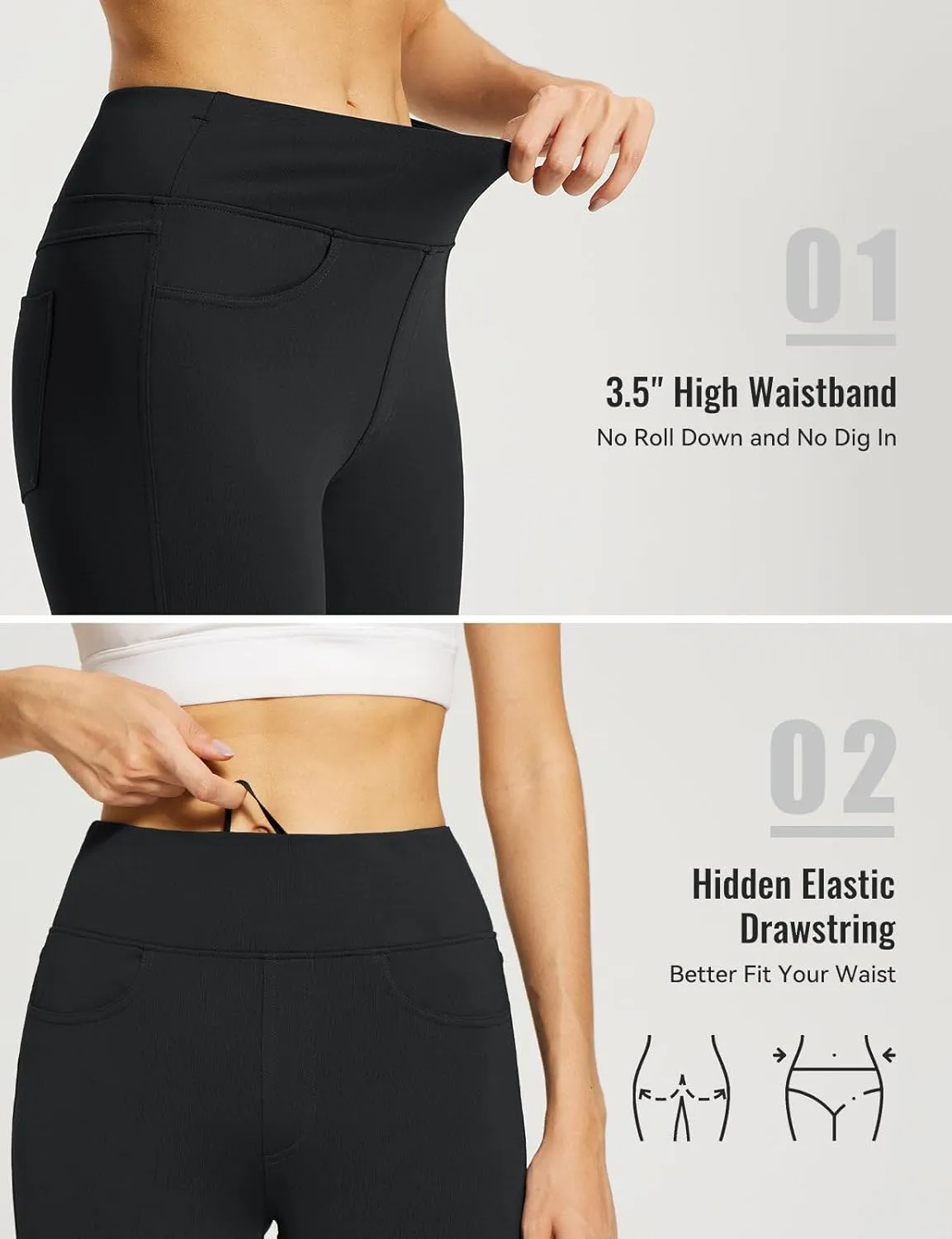 baleaf Jeggings for Women Fleece Lined Pants Thermal Warm Winter High Waisted Leggings 4 Pockets Waterproof Running Tights