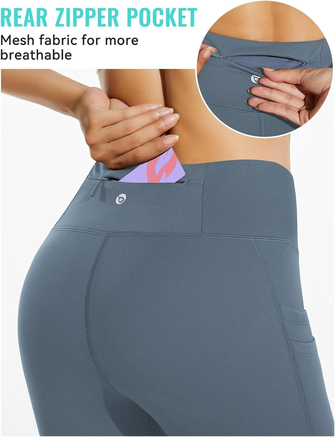 baleaf Women's Fleece Lined Leggings Water Resistant Thermal Winter Warm Tights High Waisted with Pockets Running Gear