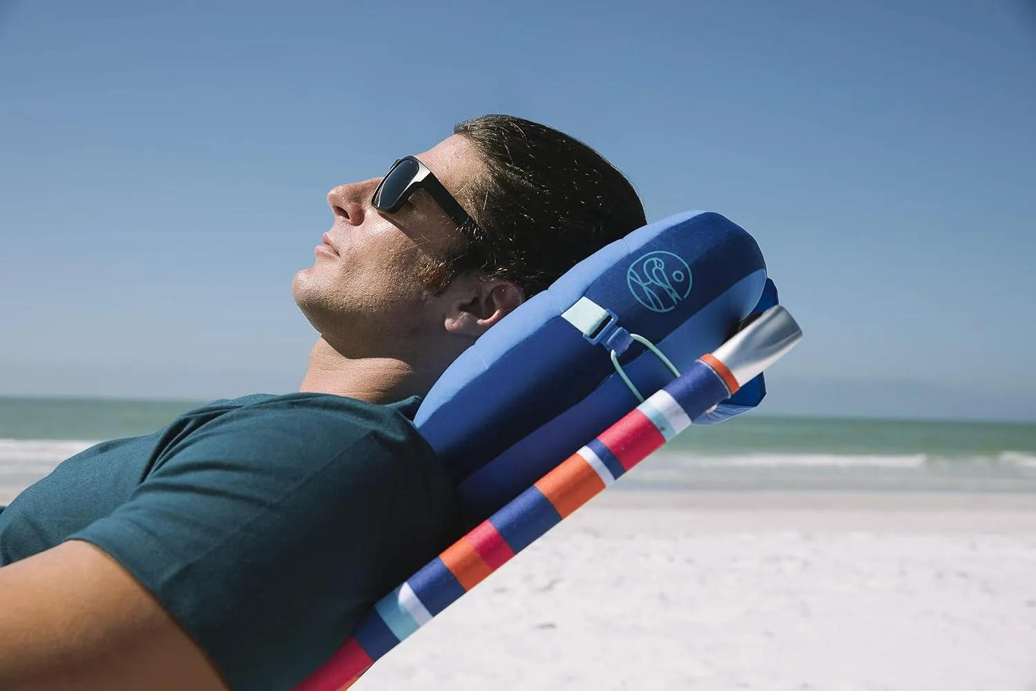 Ballast Beach Pillow – Comfy, Durable & Compact, Stays Put on Windy Beaches with Patented Sand Pouch, Inflatable Pillow for Beaches, Pools, Camping, Festivals and Travel (Palace Blue)