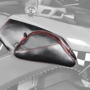 Ballistic Dual Storage Tank Pouches For Can-Am Ryker Red Stitch Waterproof Zipper H40-401CRED By Show Chrome
